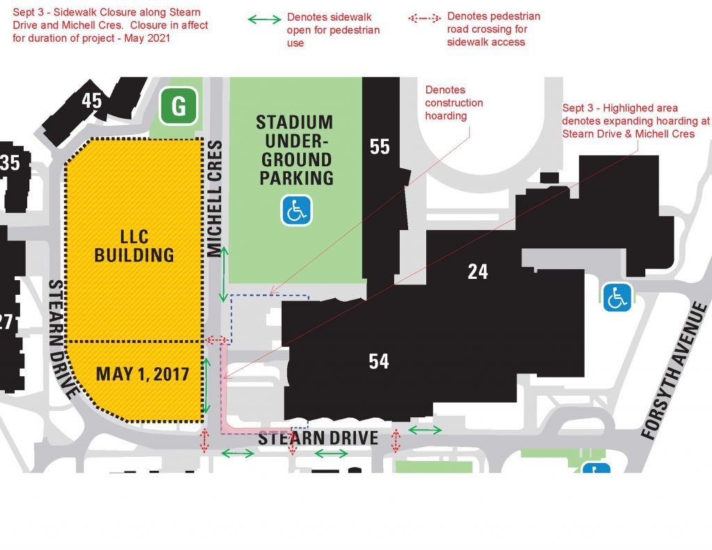 DBAC Sidewalk Closure September 3, 2019 to May, 2021 - Facility Services